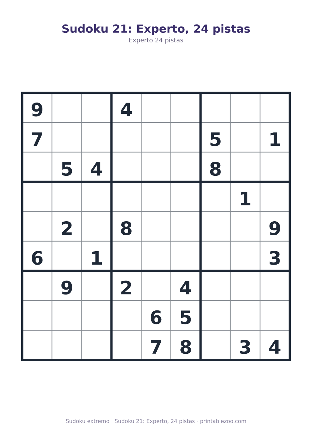Sudoku 21: Experto, 24 pistas