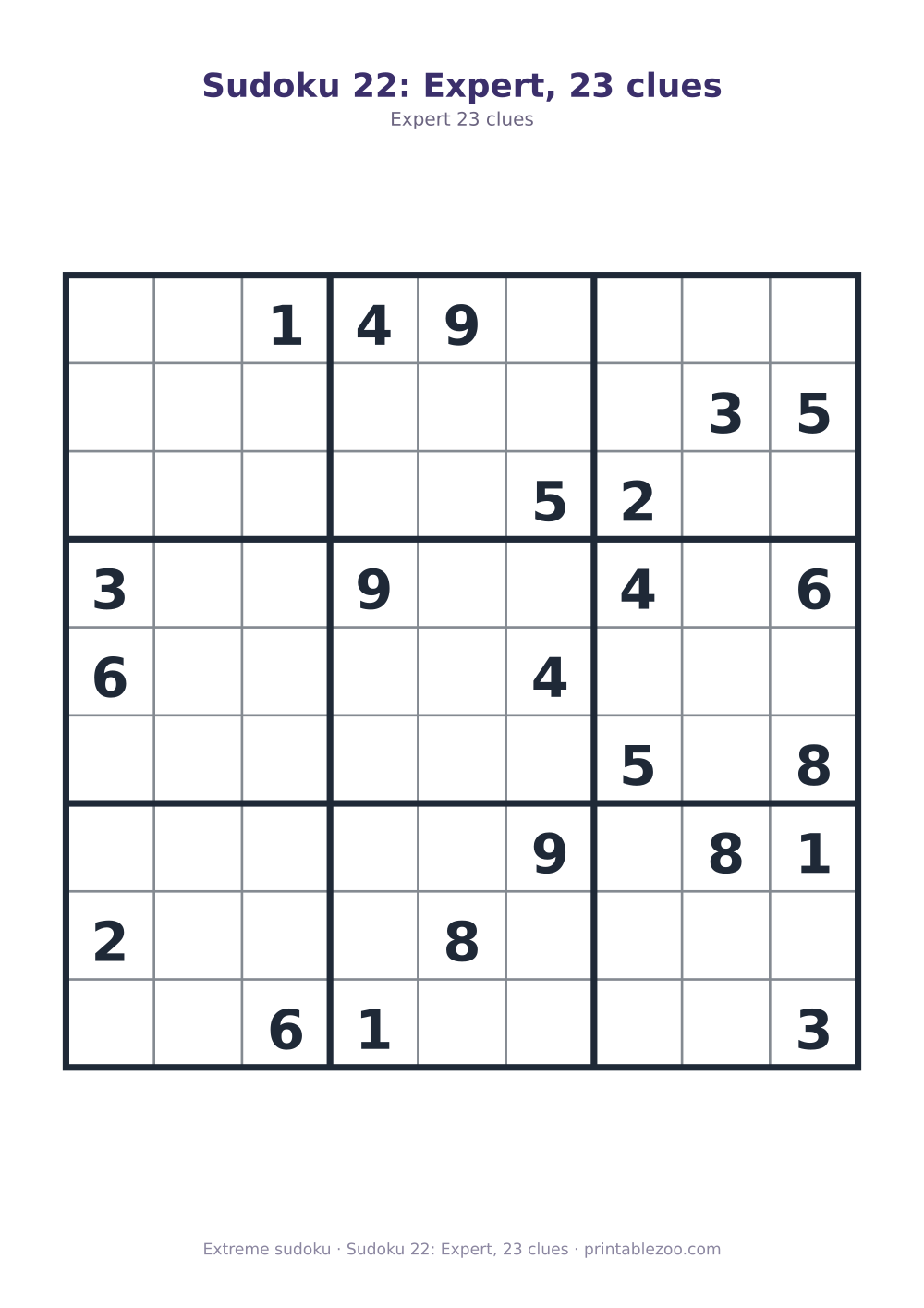 Sudoku 22: Expert, 23 clues