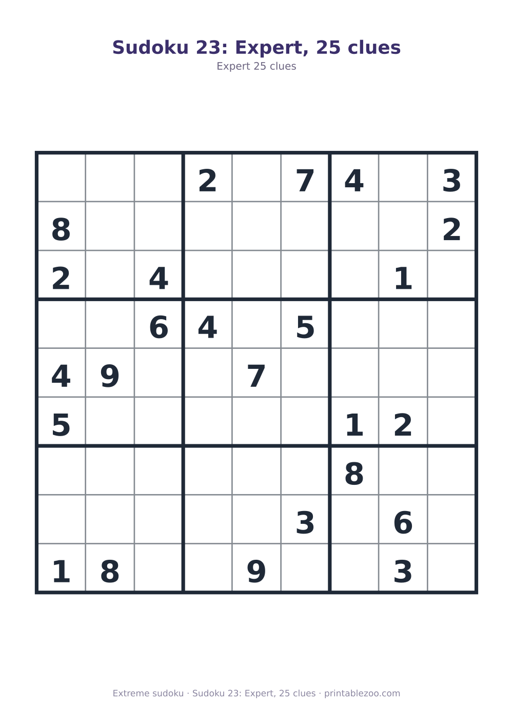 Sudoku 23: Expert, 25 clues