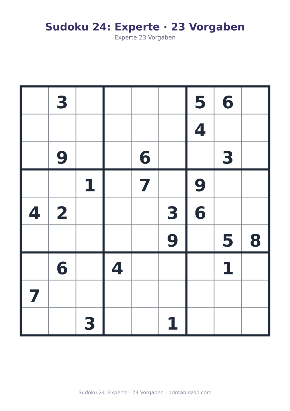 Sudoku 24: Experte · 23 Vorgaben als druckfertige Vorschau, Katalognummer 262124