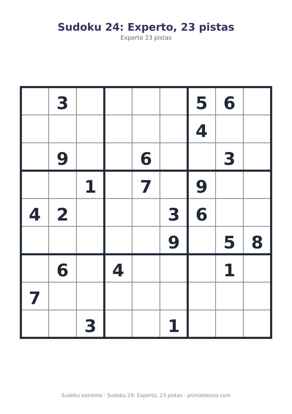 Sudoku 24: Experto, 23 pistas