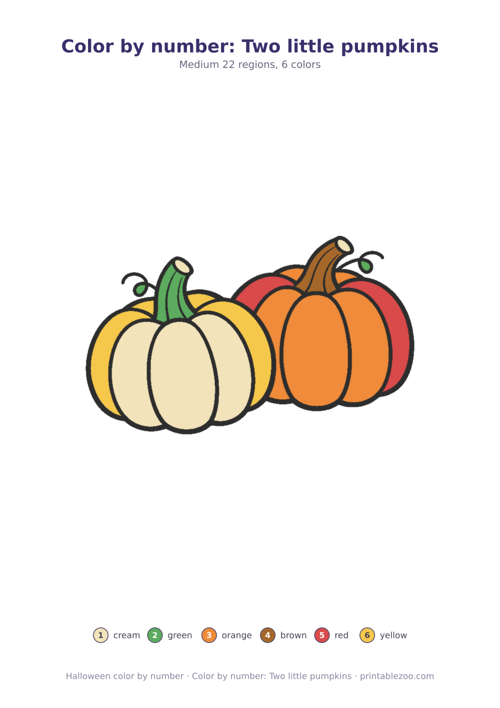 Color by number: Two little pumpkins