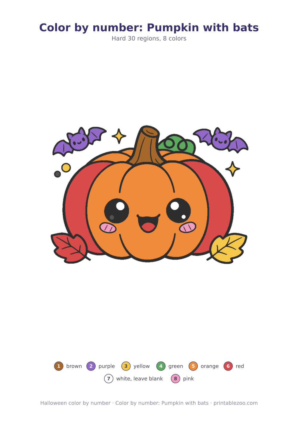 Color by number: Pumpkin with bats
