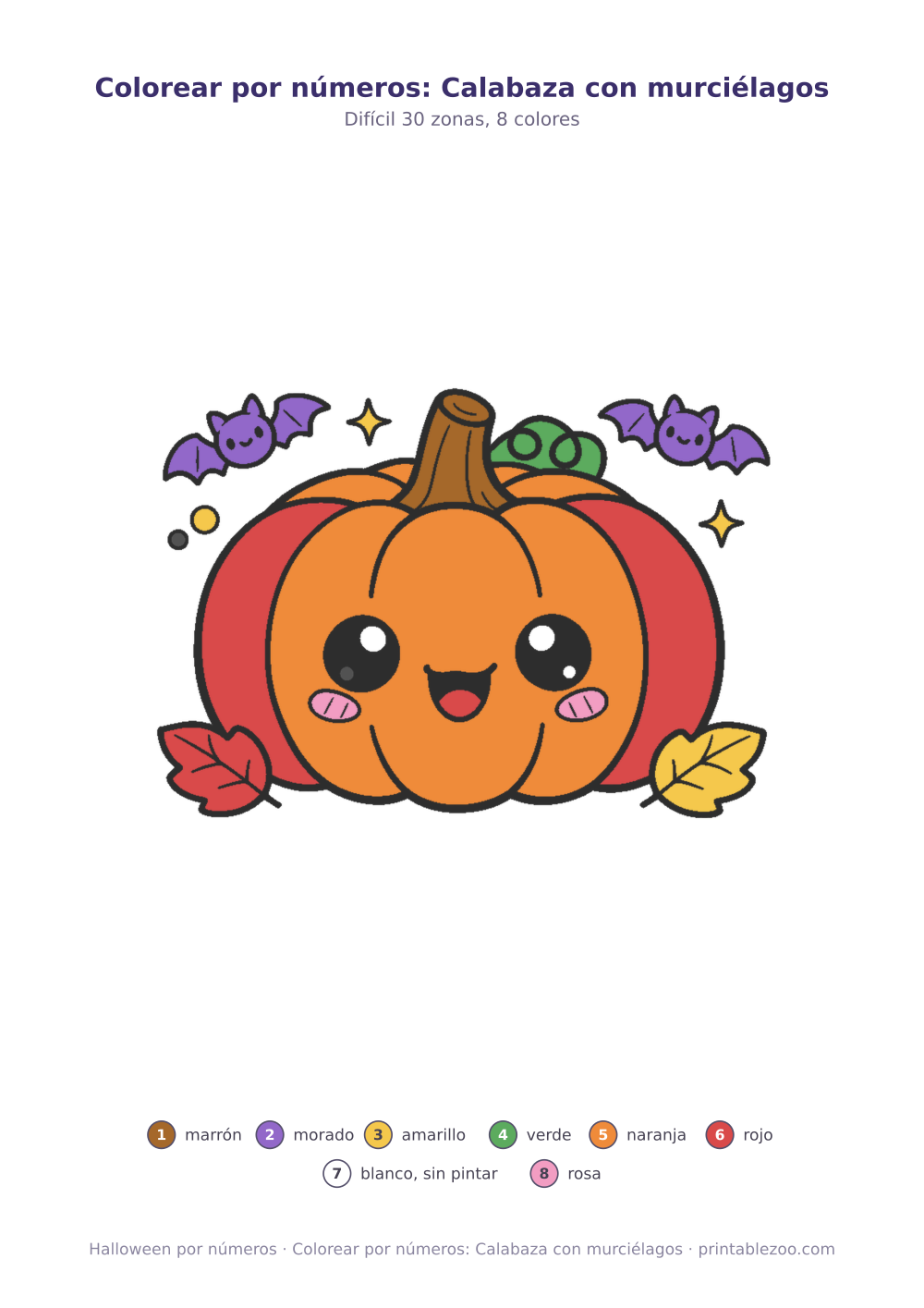 Colorear por números: Calabaza con murciélagos