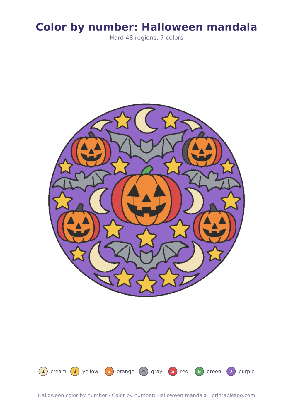 Color by number: Halloween mandala
