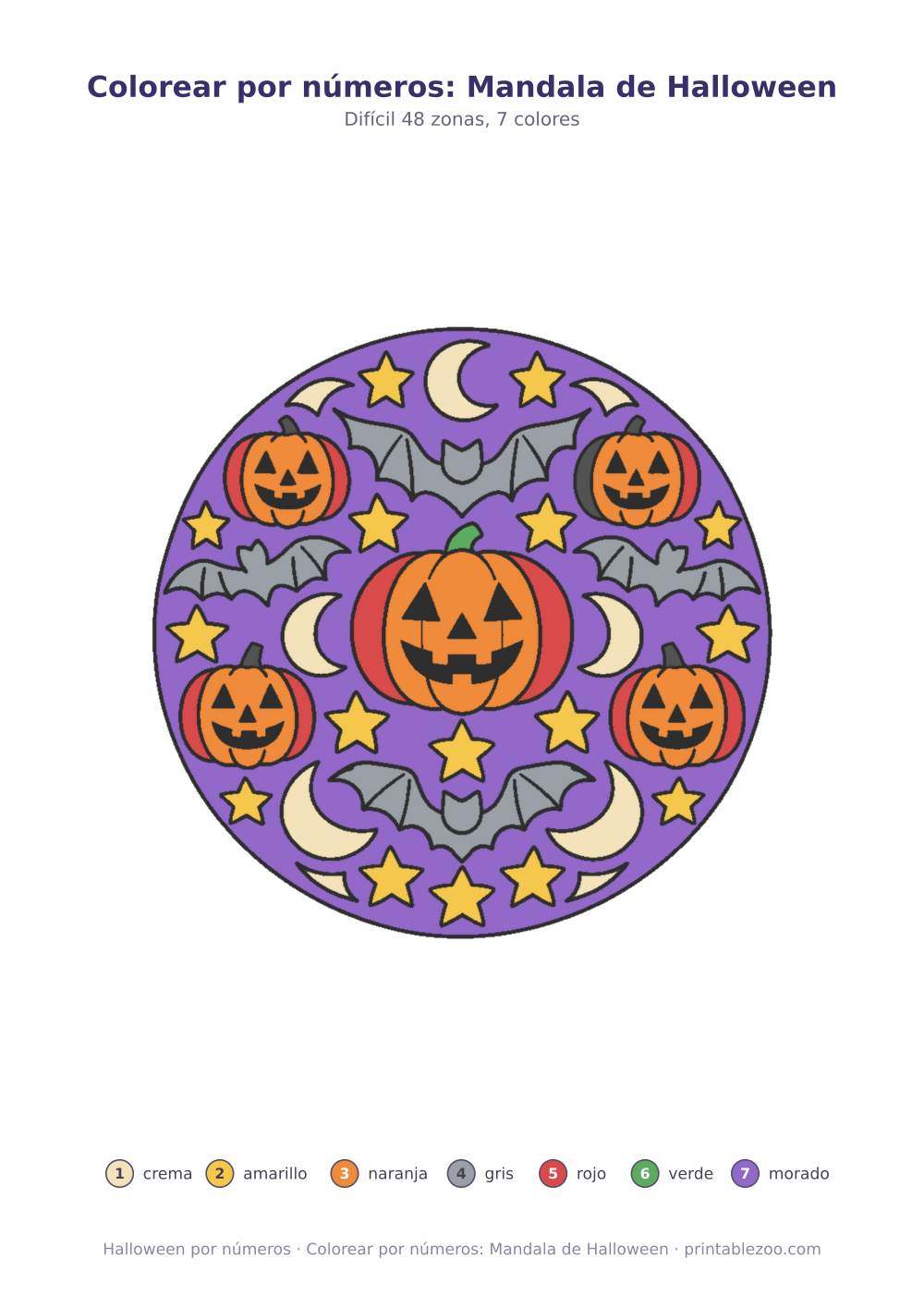 Colorear por números: Mandala de Halloween