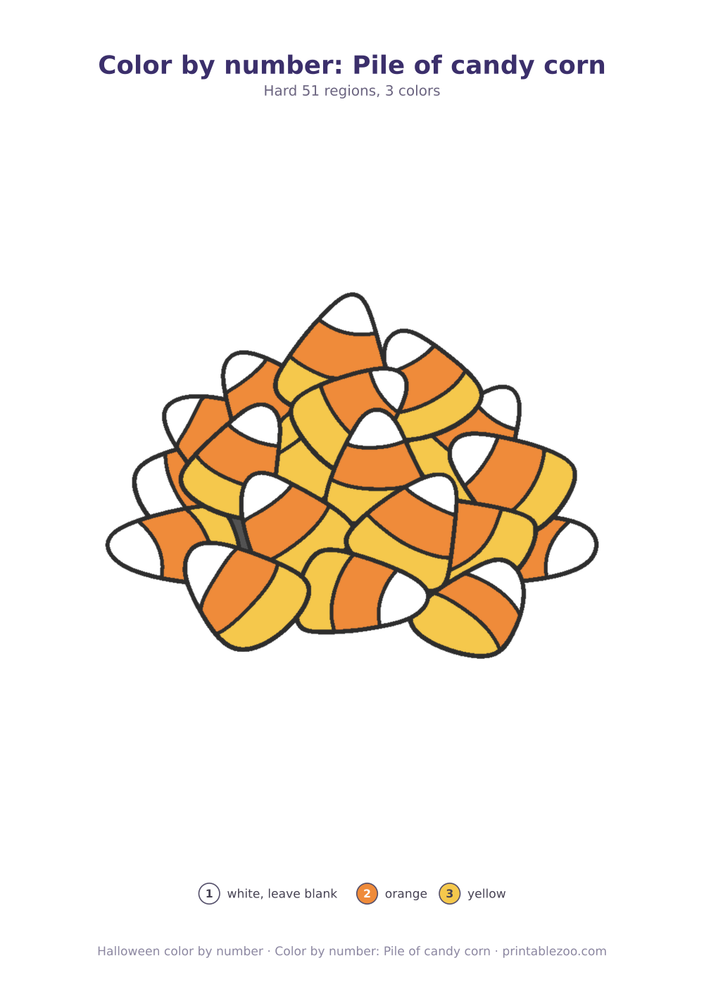 Color by number: Pile of candy corn