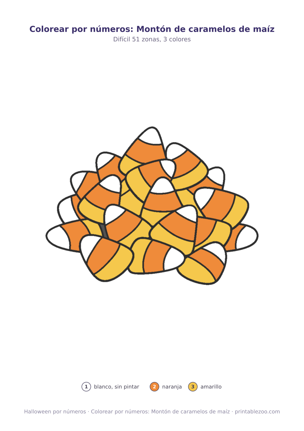 Colorear por números: Montón de caramelos de maíz