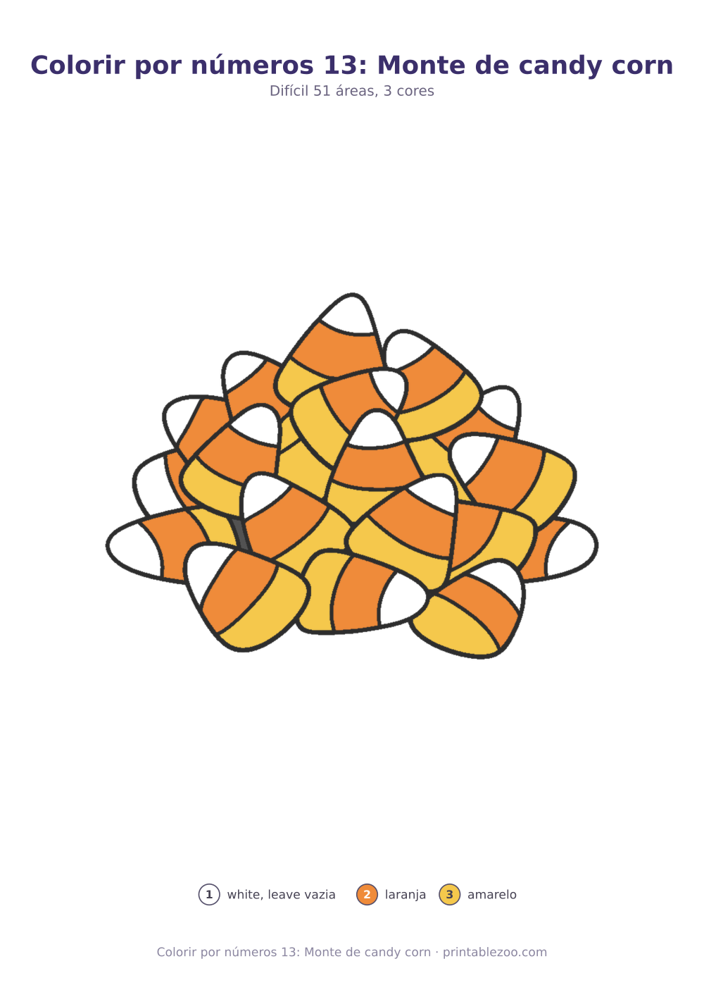 Prévia pronta para imprimir: Colorir por números 13: Monte de candy corn, catálogo nº 275306