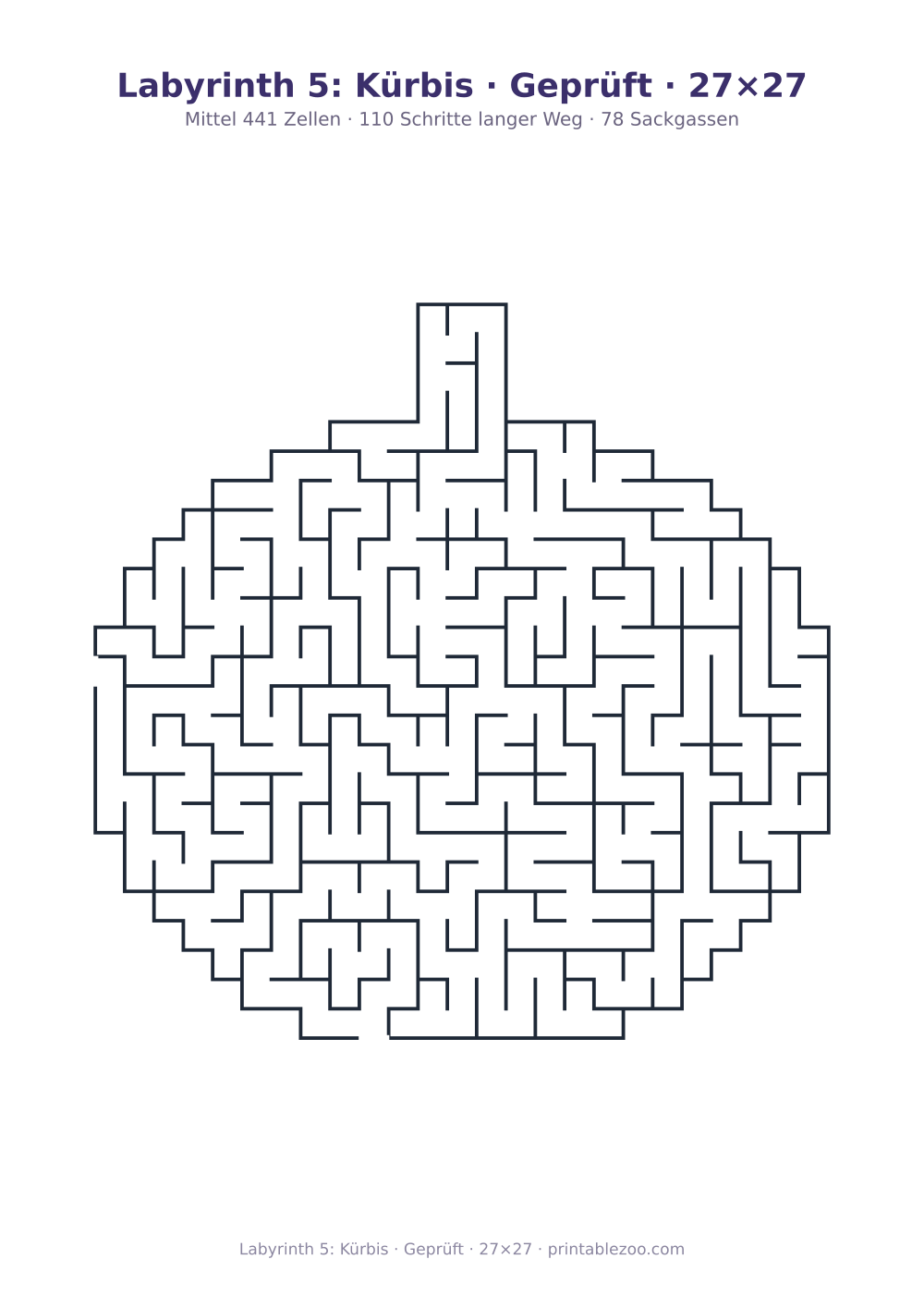 Labyrinth 5: Kürbis · Geprüft · 27×27 als druckfertige Vorschau, Katalognummer 158112