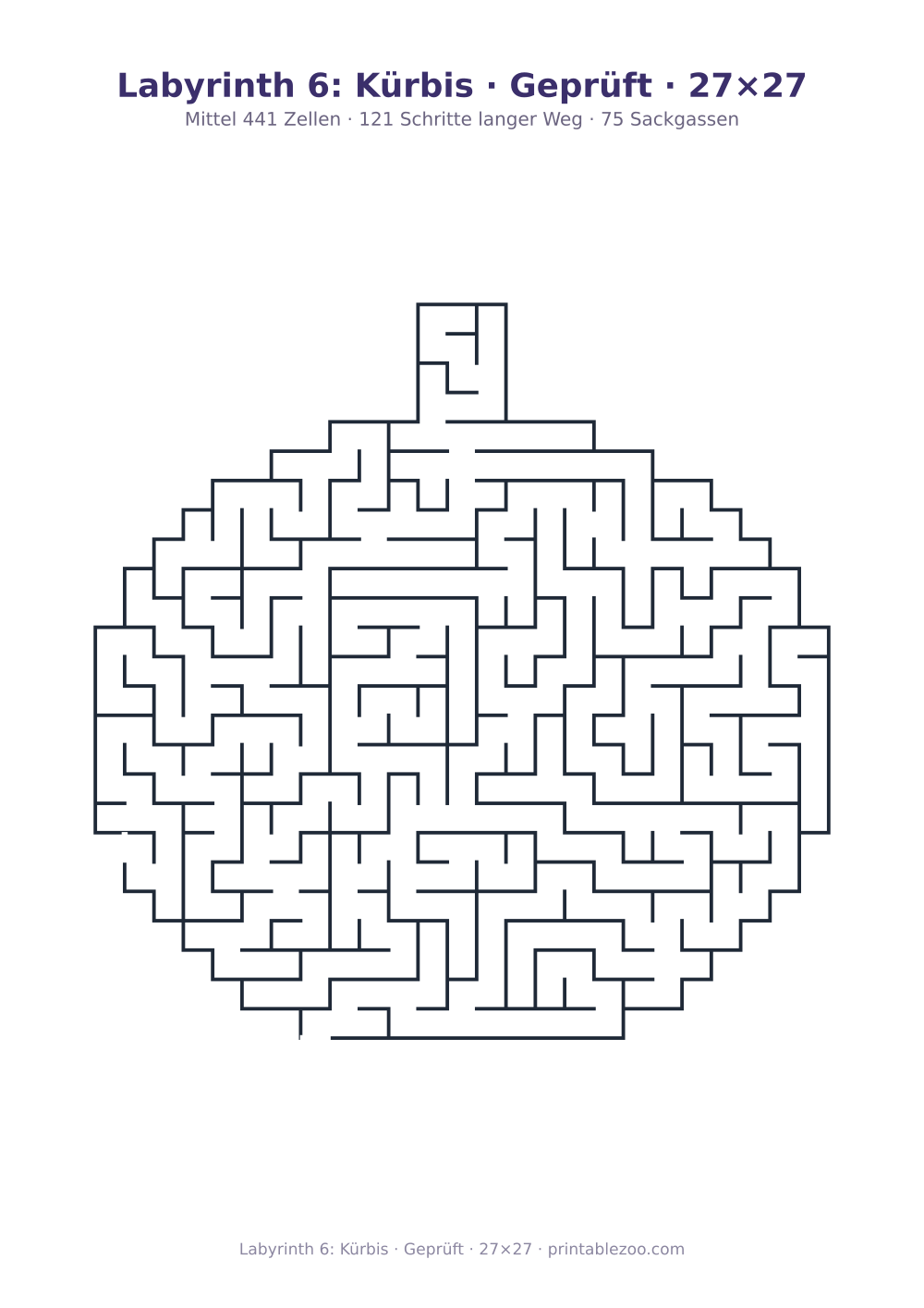 Labyrinth 6: Kürbis · Geprüft · 27×27 als druckfertige Vorschau, Katalognummer 158113