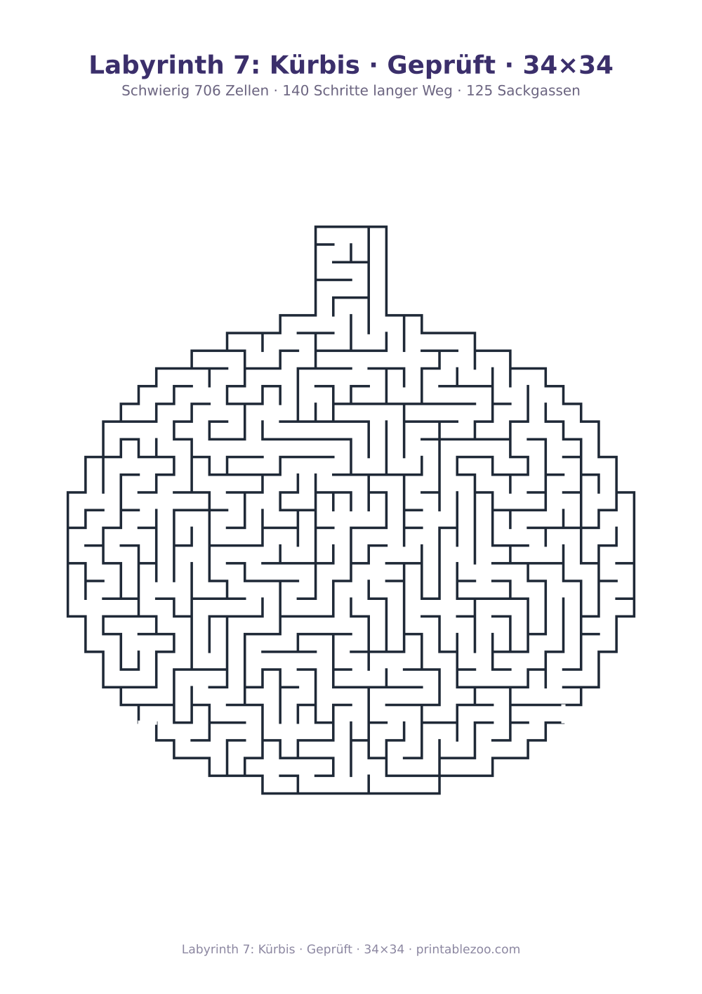 Labyrinth 7: Kürbis · Geprüft · 34×34 als druckfertige Vorschau, Katalognummer 158121