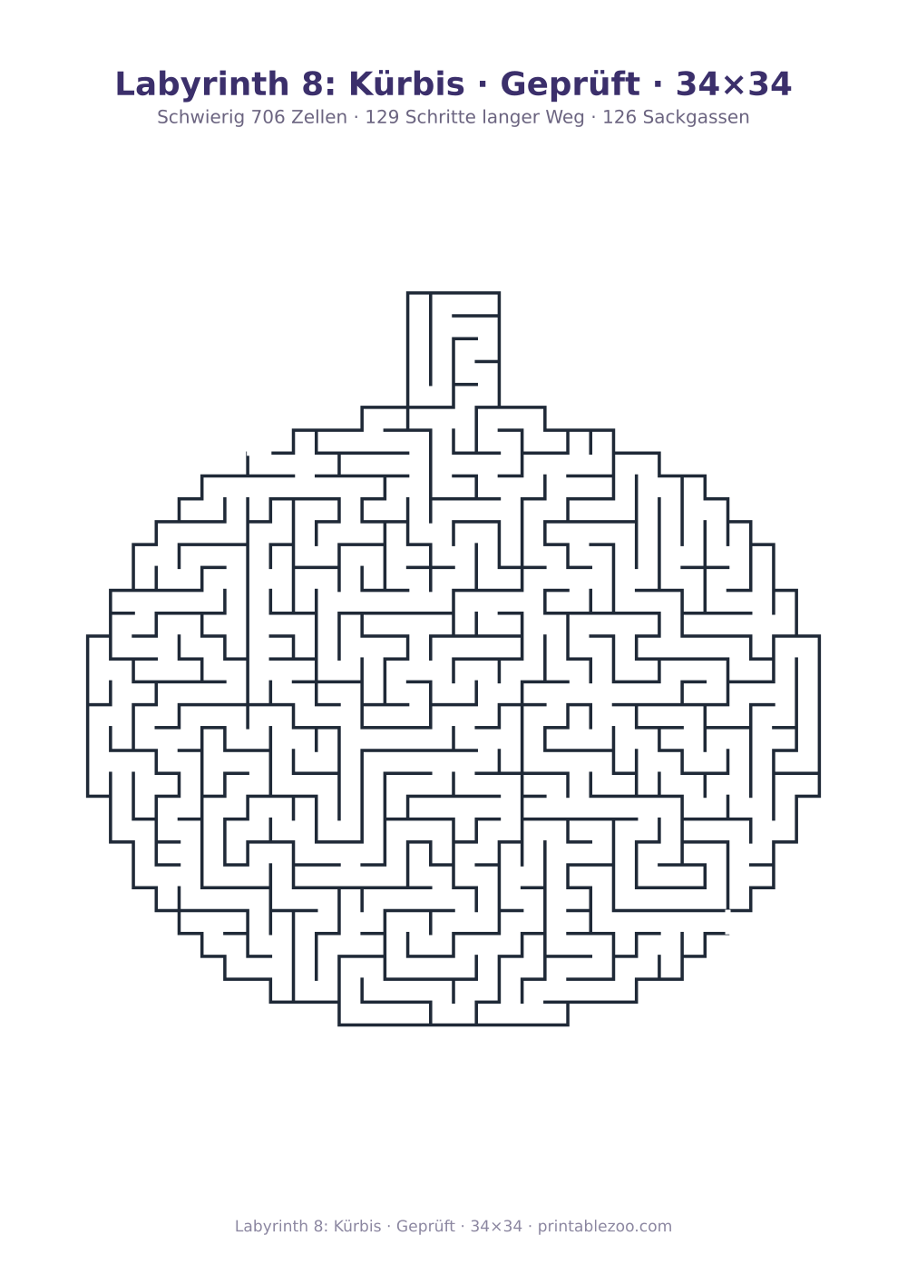 Labyrinth 8: Kürbis · Geprüft · 34×34 als druckfertige Vorschau, Katalognummer 158122