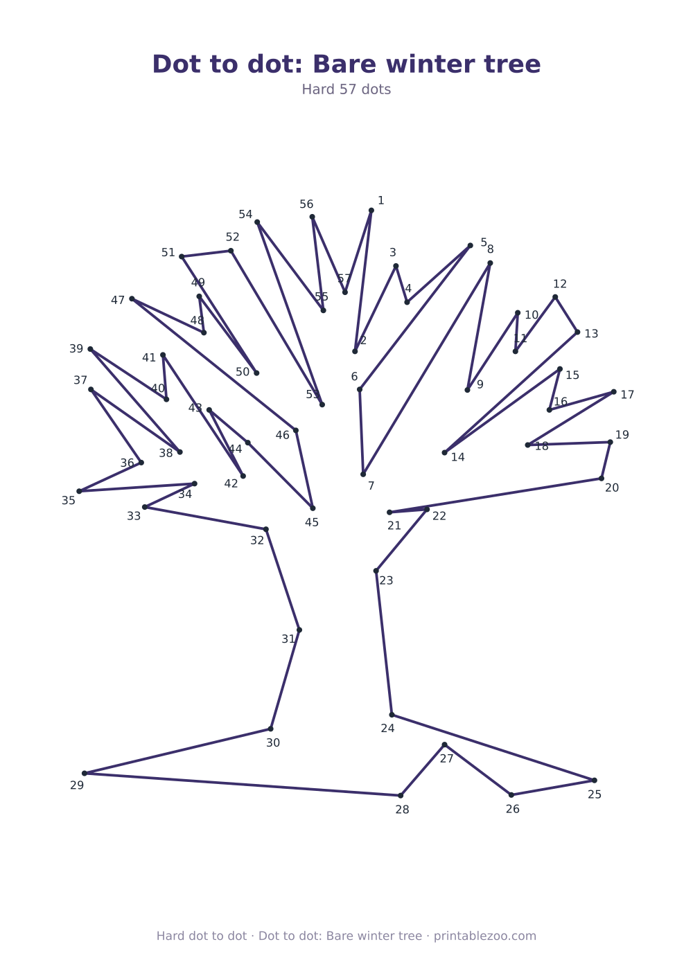Dot to dot: Bare winter tree