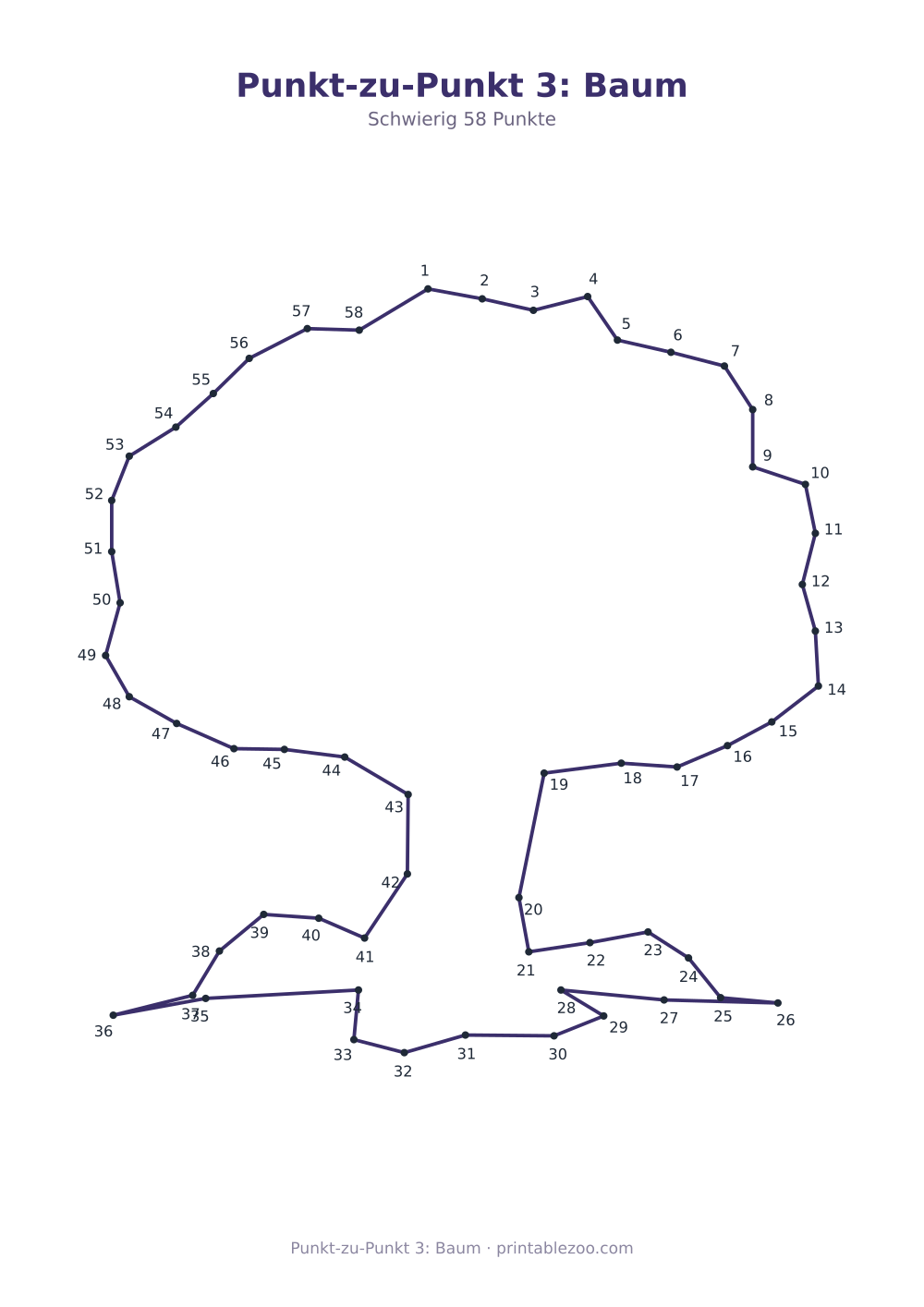 Punkt-zu-Punkt 3: Baum als druckfertige Vorschau, Katalognummer 271103 Rätsel Nr. 271103.