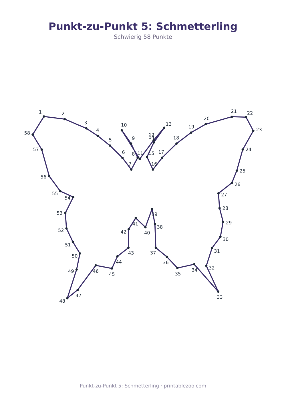 Punkt-zu-Punkt 5: Schmetterling als druckfertige Vorschau, Katalognummer 271105 Rätsel Nr. 271105.