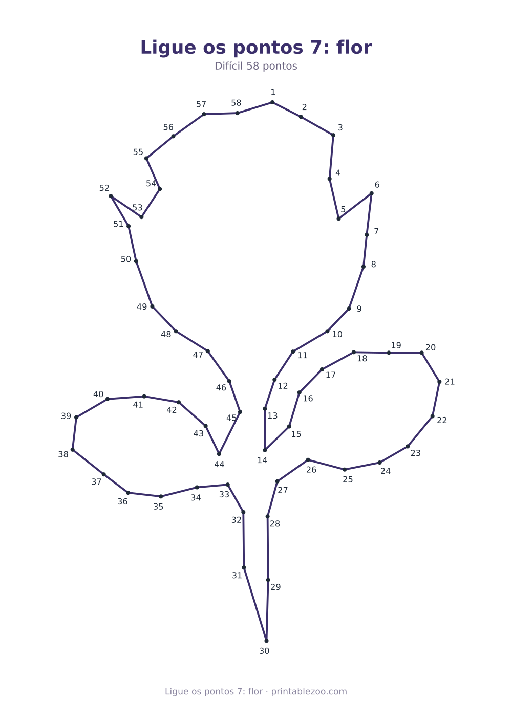 Prévia pronta para imprimir: Ligue os pontos 7: flor, catálogo nº 271201 Passatempo nº 271201.