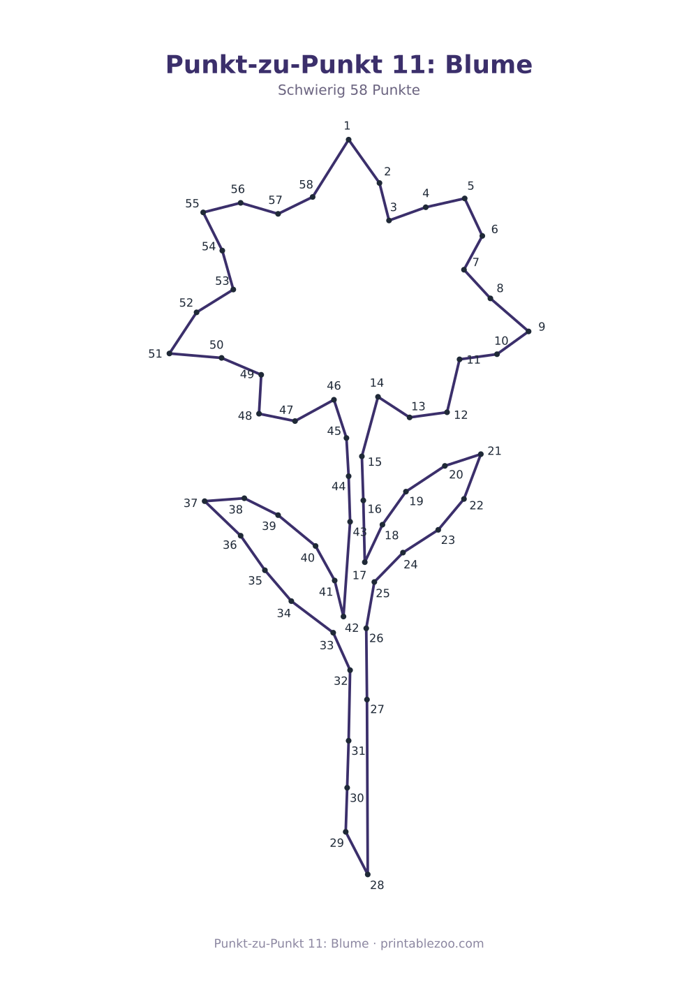 Punkt-zu-Punkt 11: Blume als druckfertige Vorschau, Katalognummer 271205 Rätsel Nr. 271205.
