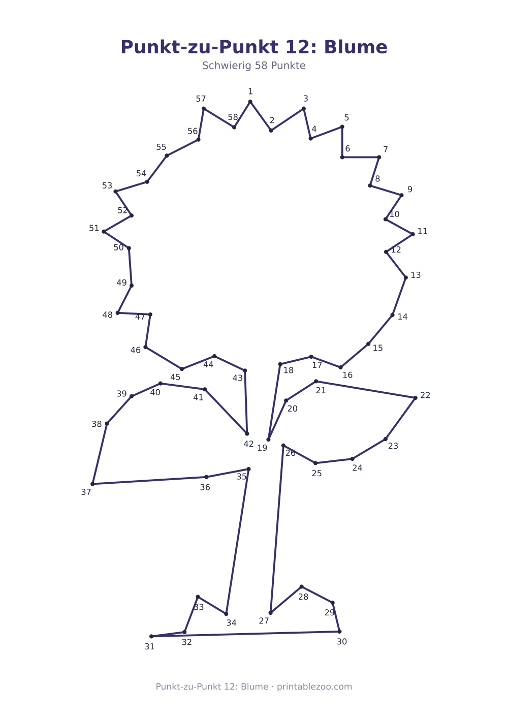 Punkt-zu-Punkt 12: Blume als druckfertige Vorschau, Katalognummer 271206 Rätsel Nr. 271206.