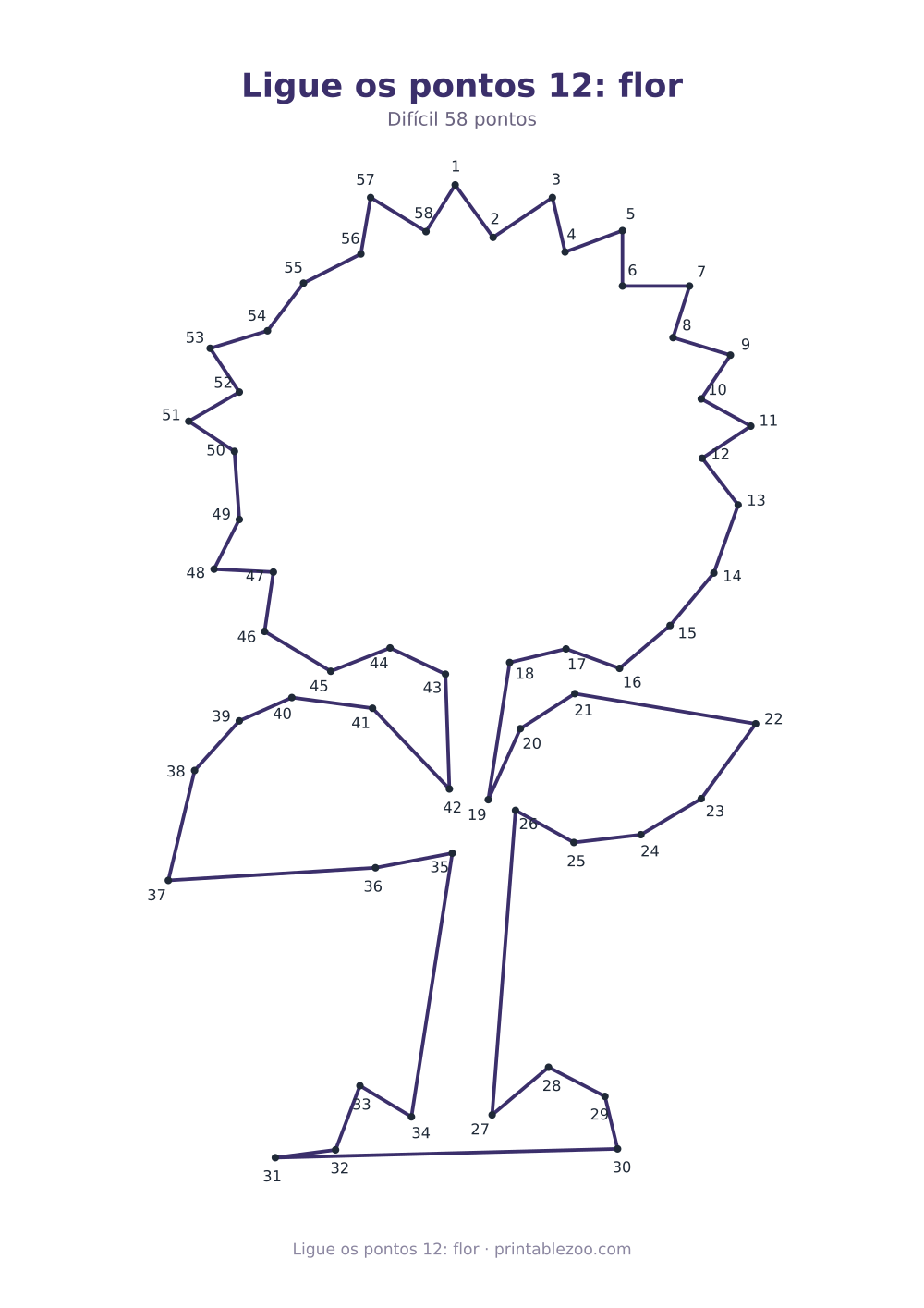Prévia pronta para imprimir: Ligue os pontos 12: flor, catálogo nº 271206 Passatempo nº 271206.
