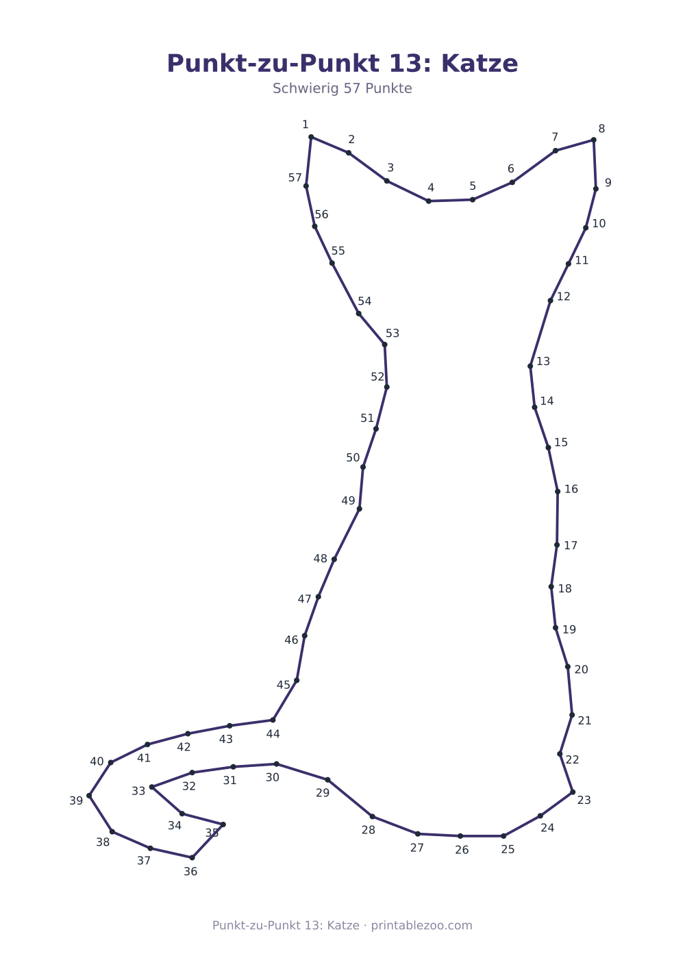Punkt-zu-Punkt 13: Katze als druckfertige Vorschau, Katalognummer 271301 Rätsel Nr. 271301.