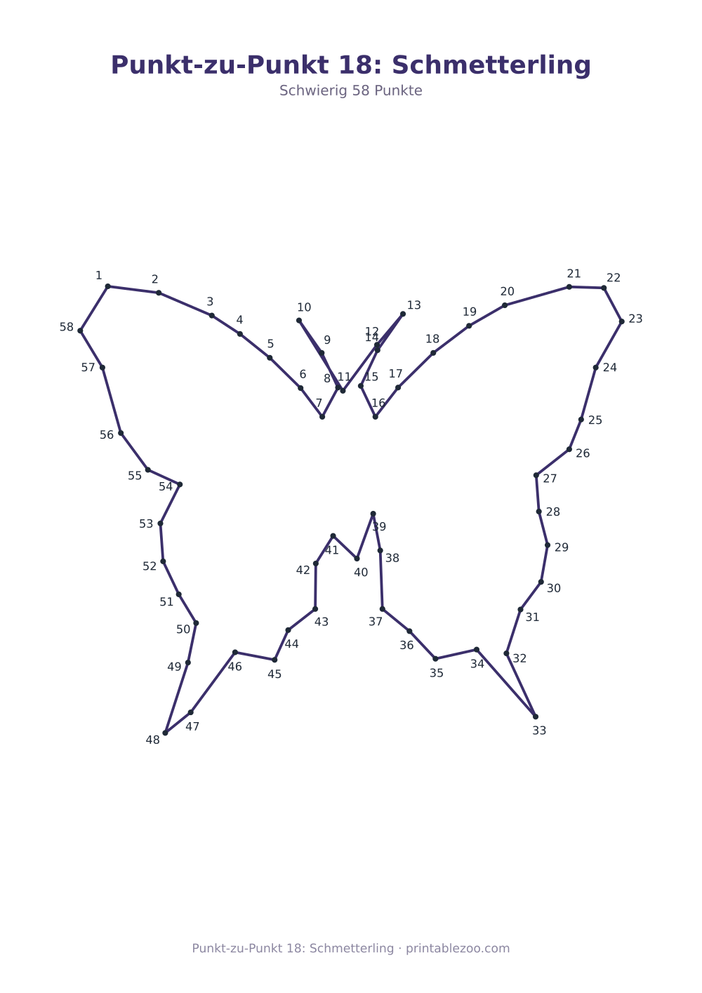 Punkt-zu-Punkt 18: Schmetterling als druckfertige Vorschau, Katalognummer 271306 Rätsel Nr. 271306.