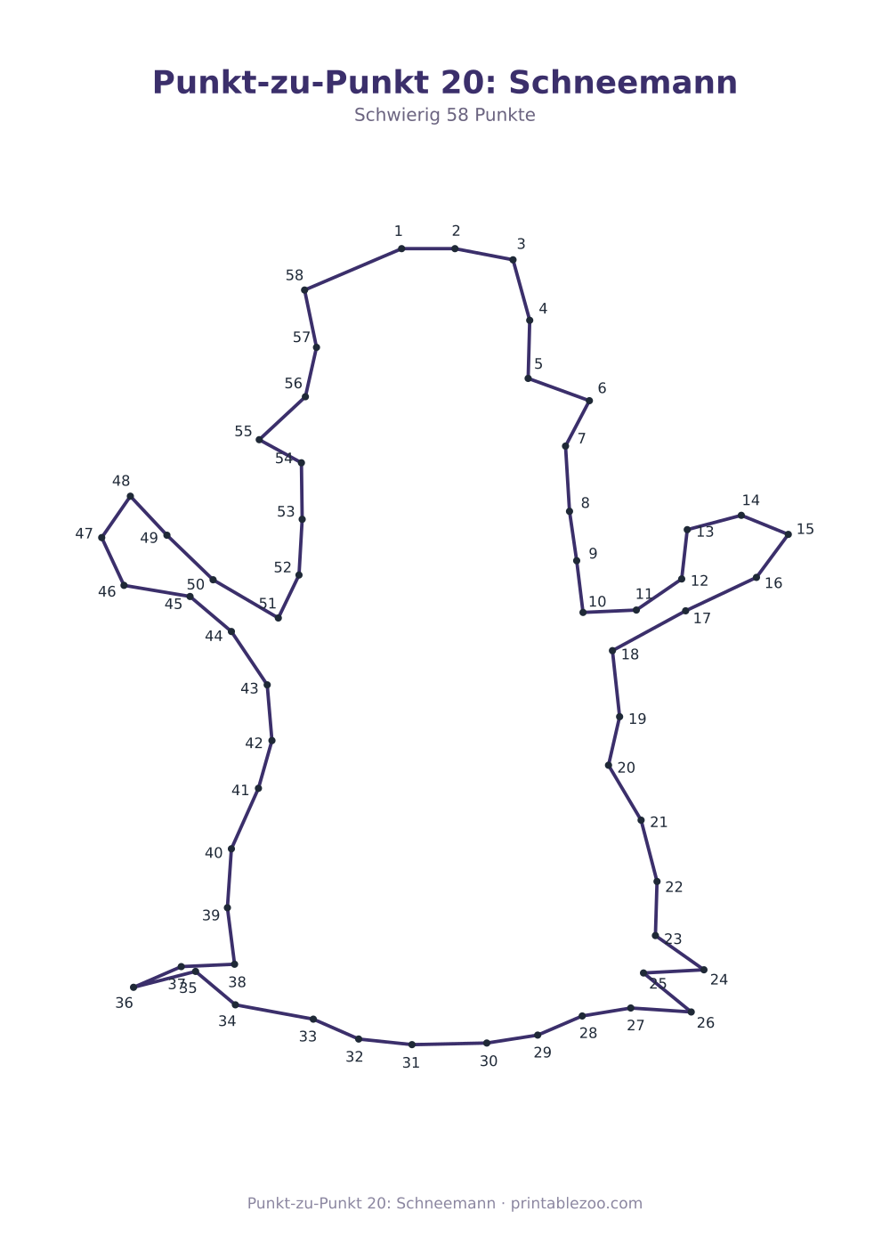 Punkt-zu-Punkt 20: Schneemann als druckfertige Vorschau, Katalognummer 271402 Rätsel Nr. 271402.