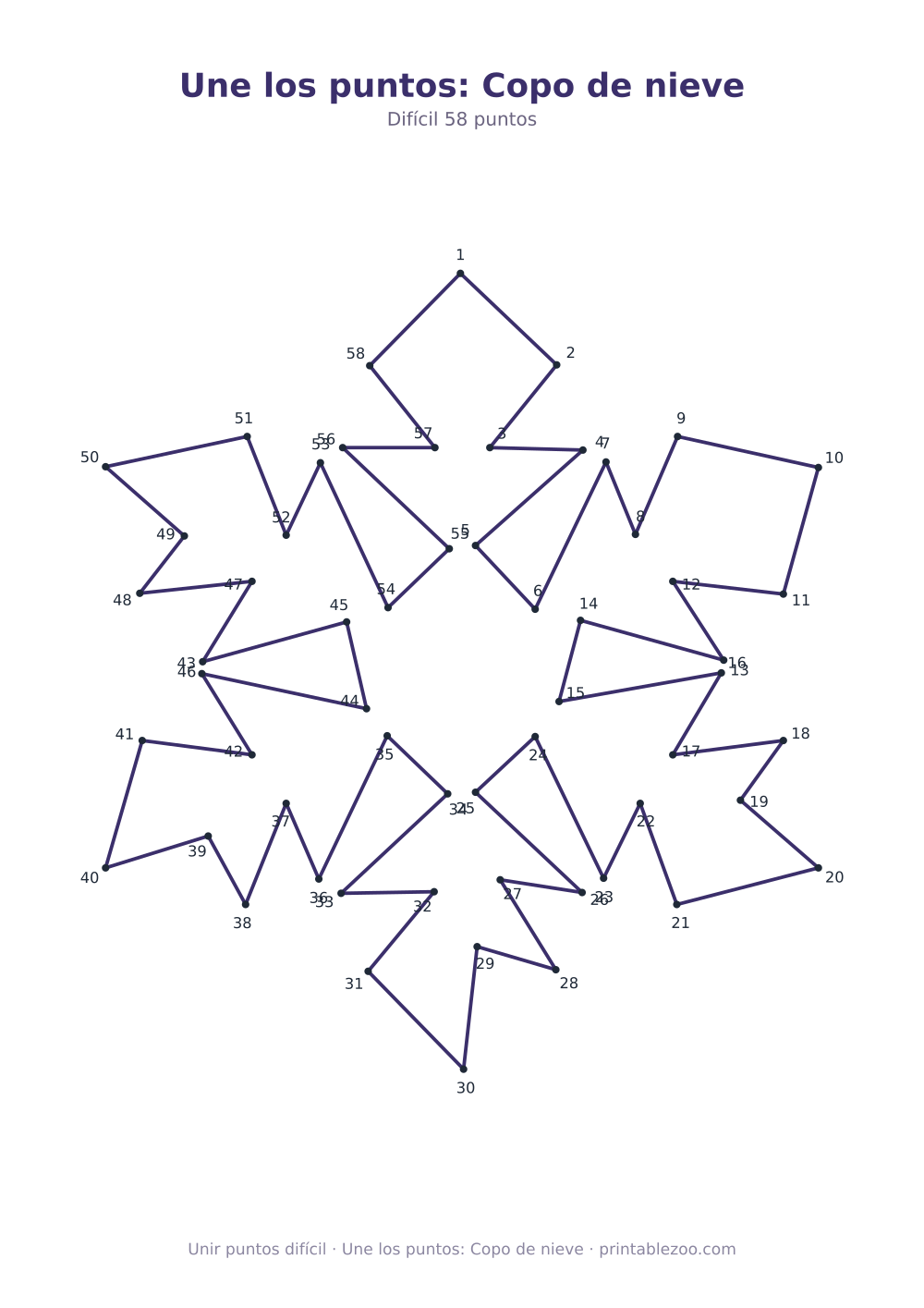 Une los puntos: Copo de nieve