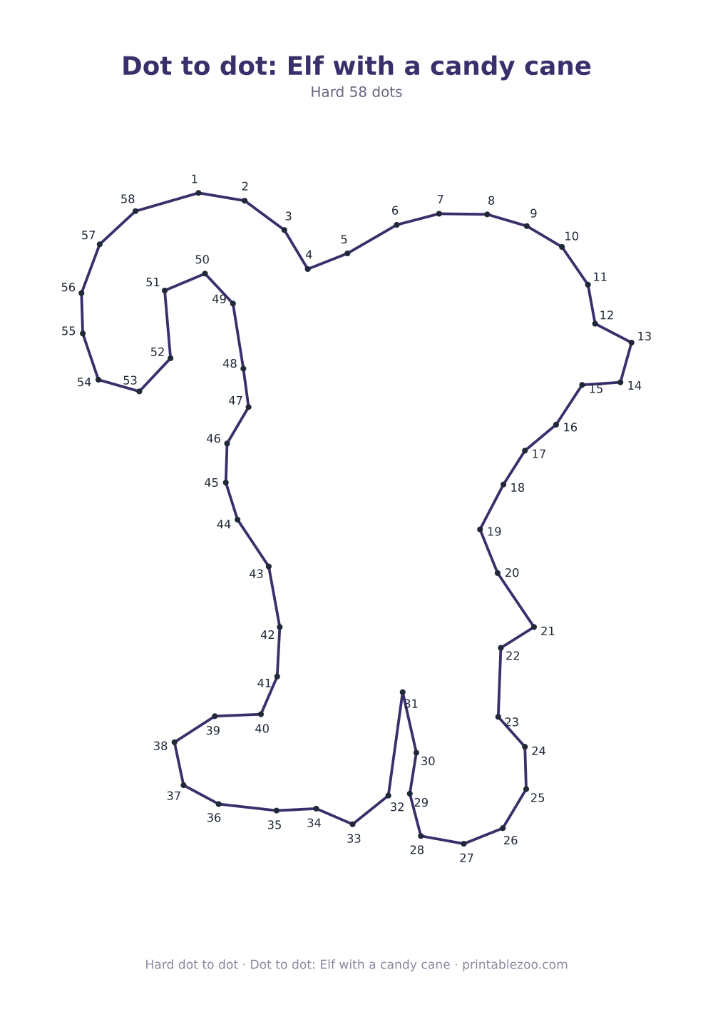 Dot to dot: Elf with a candy cane