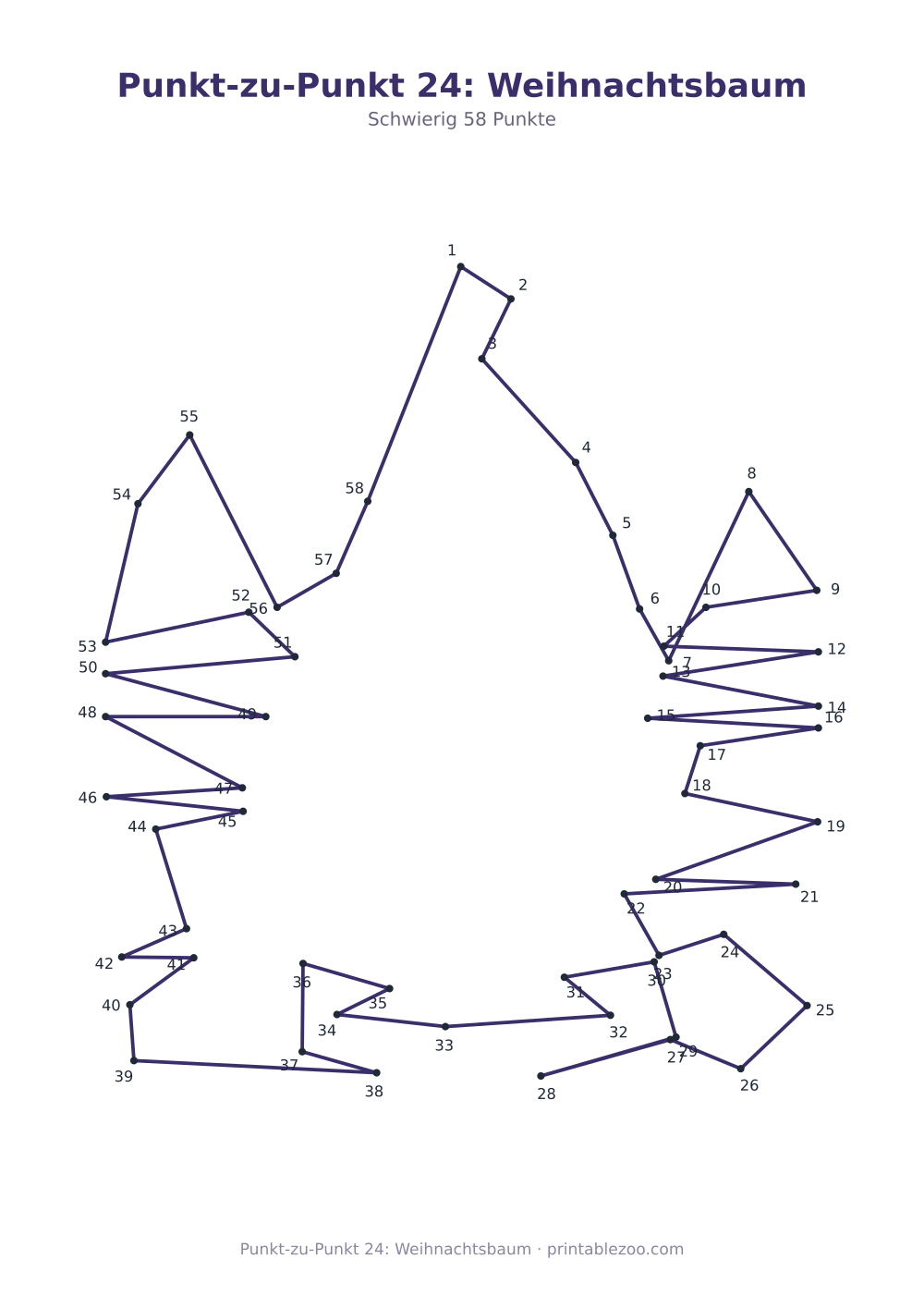 Punkt-zu-Punkt 24: Weihnachtsbaum als druckfertige Vorschau, Katalognummer 271406 Rätsel Nr. 271406.
