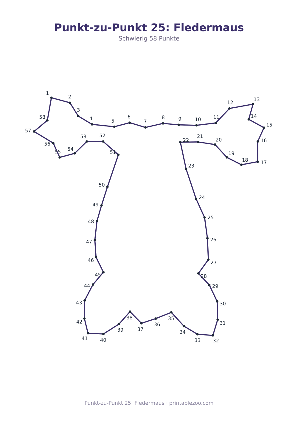 Punkt-zu-Punkt 25: Fledermaus als druckfertige Vorschau, Katalognummer 271407 Rätsel Nr. 271407.