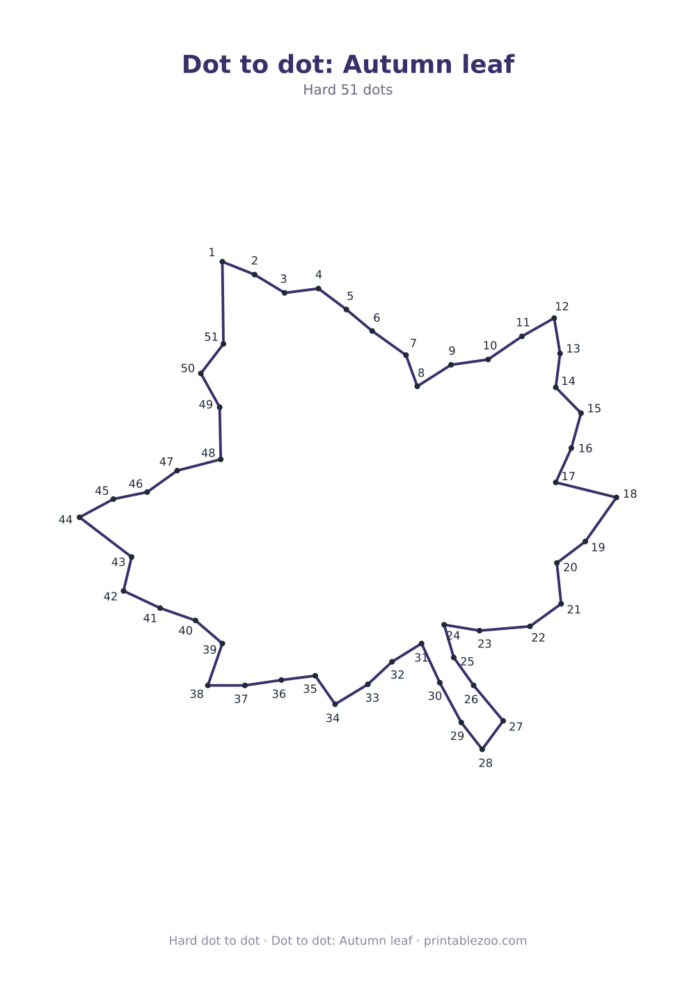Dot to dot: Autumn leaf