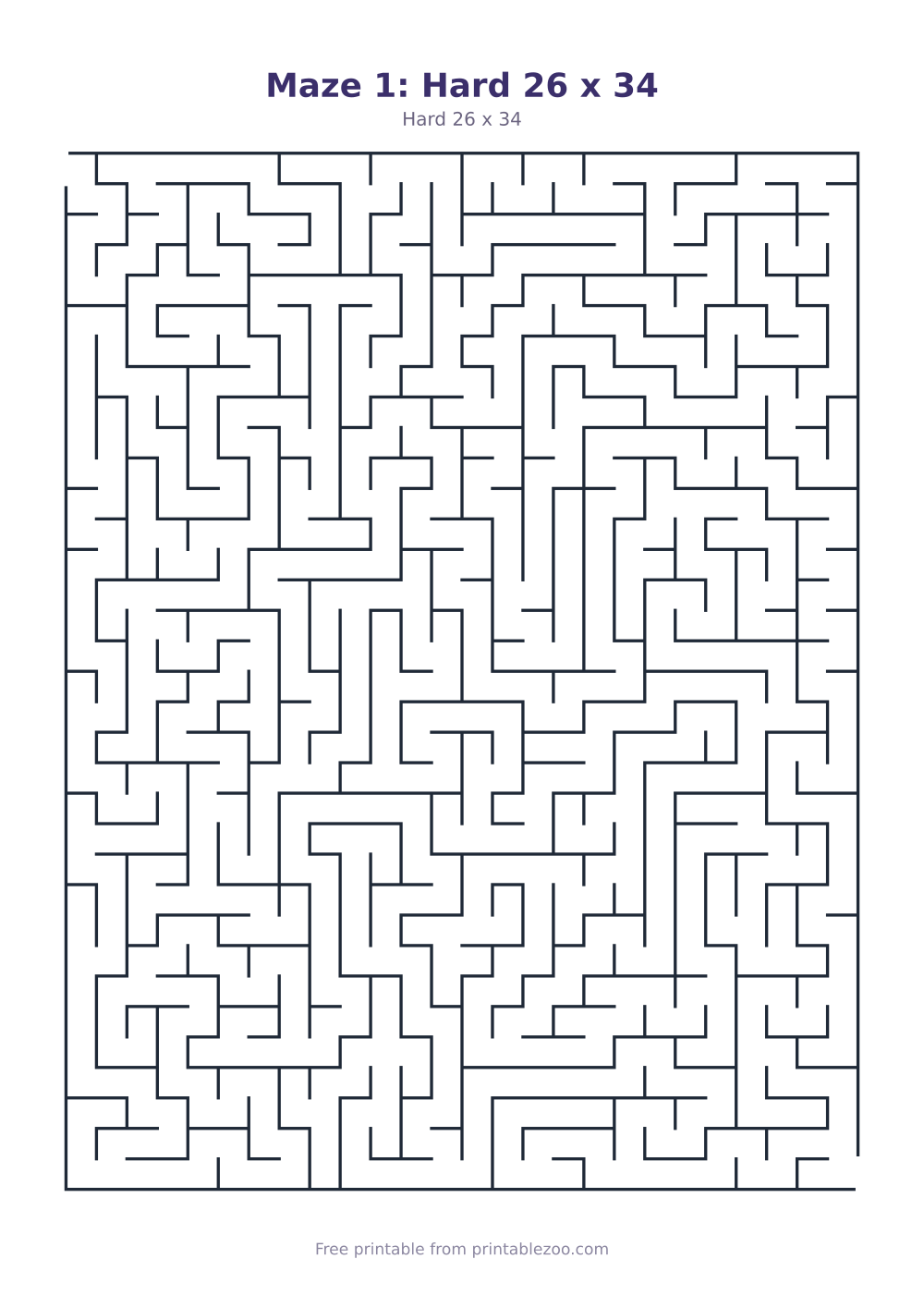 Hard printable mazes