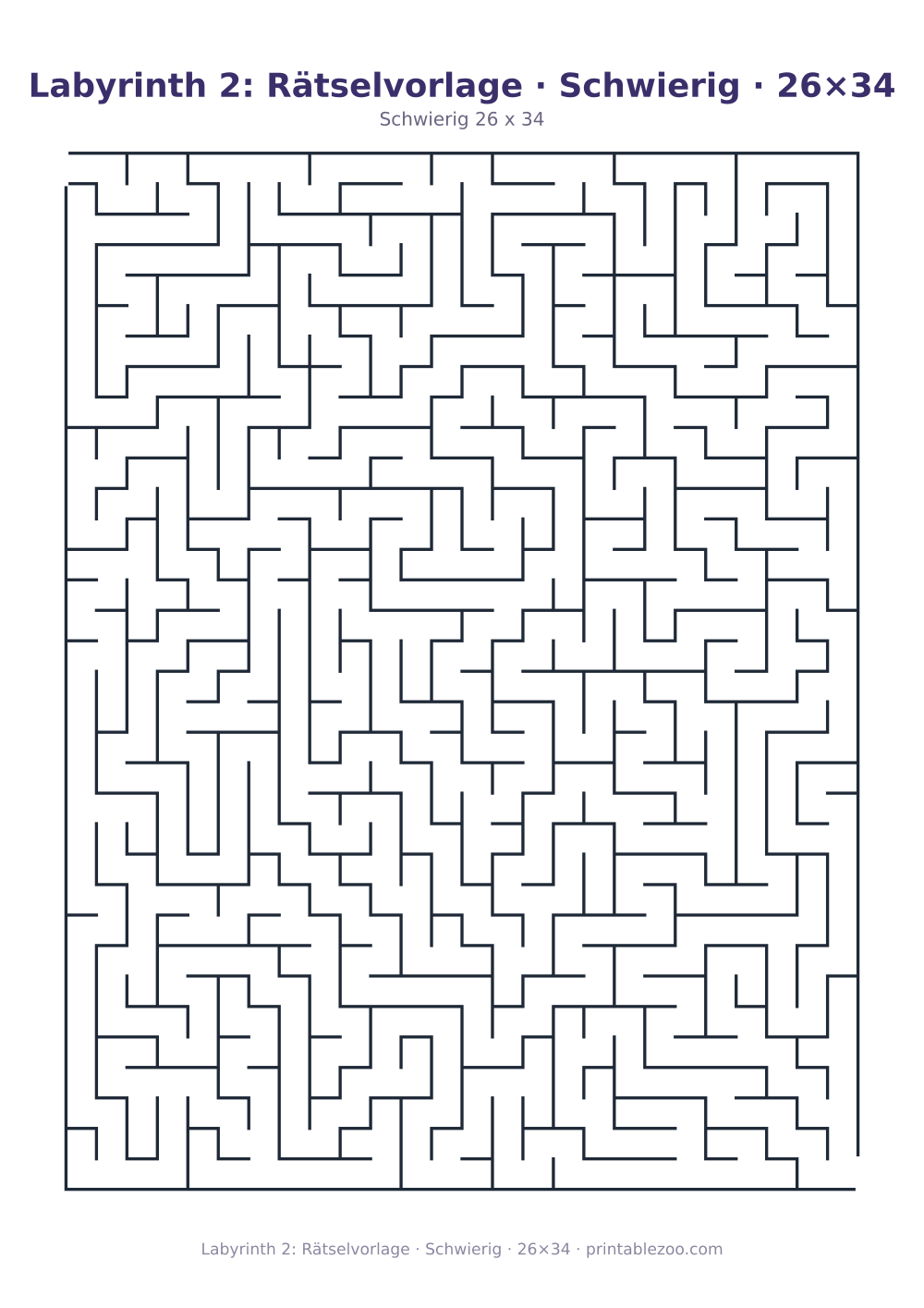 Labyrinth 2: Rätselvorlage · Schwierig · 26×34 als druckfertige Vorschau, Katalognummer 120302