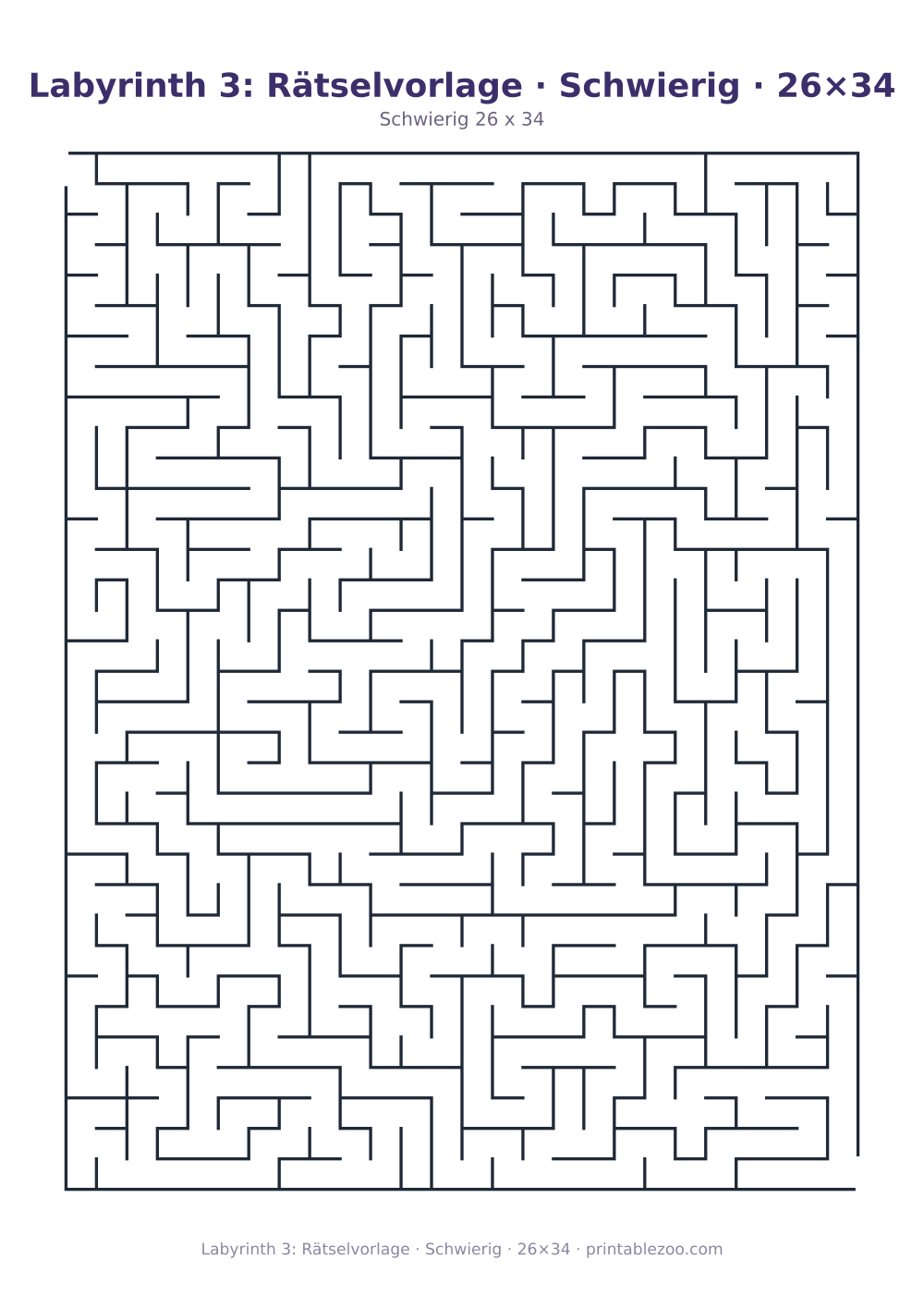 Labyrinth 3: Rätselvorlage · Schwierig · 26×34 als druckfertige Vorschau, Katalognummer 120303