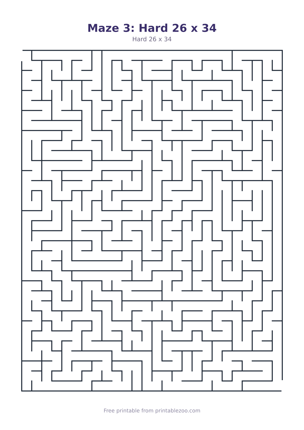 Maze 3: Hard 26 x 34