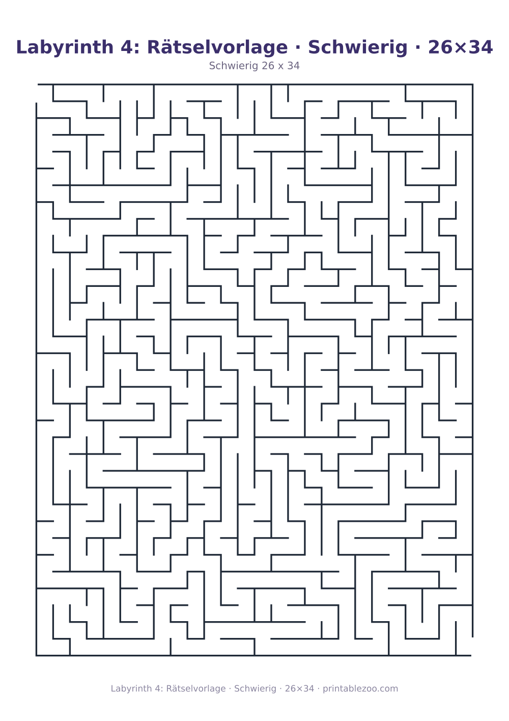Labyrinth 4: Rätselvorlage · Schwierig · 26×34 als druckfertige Vorschau, Katalognummer 120304