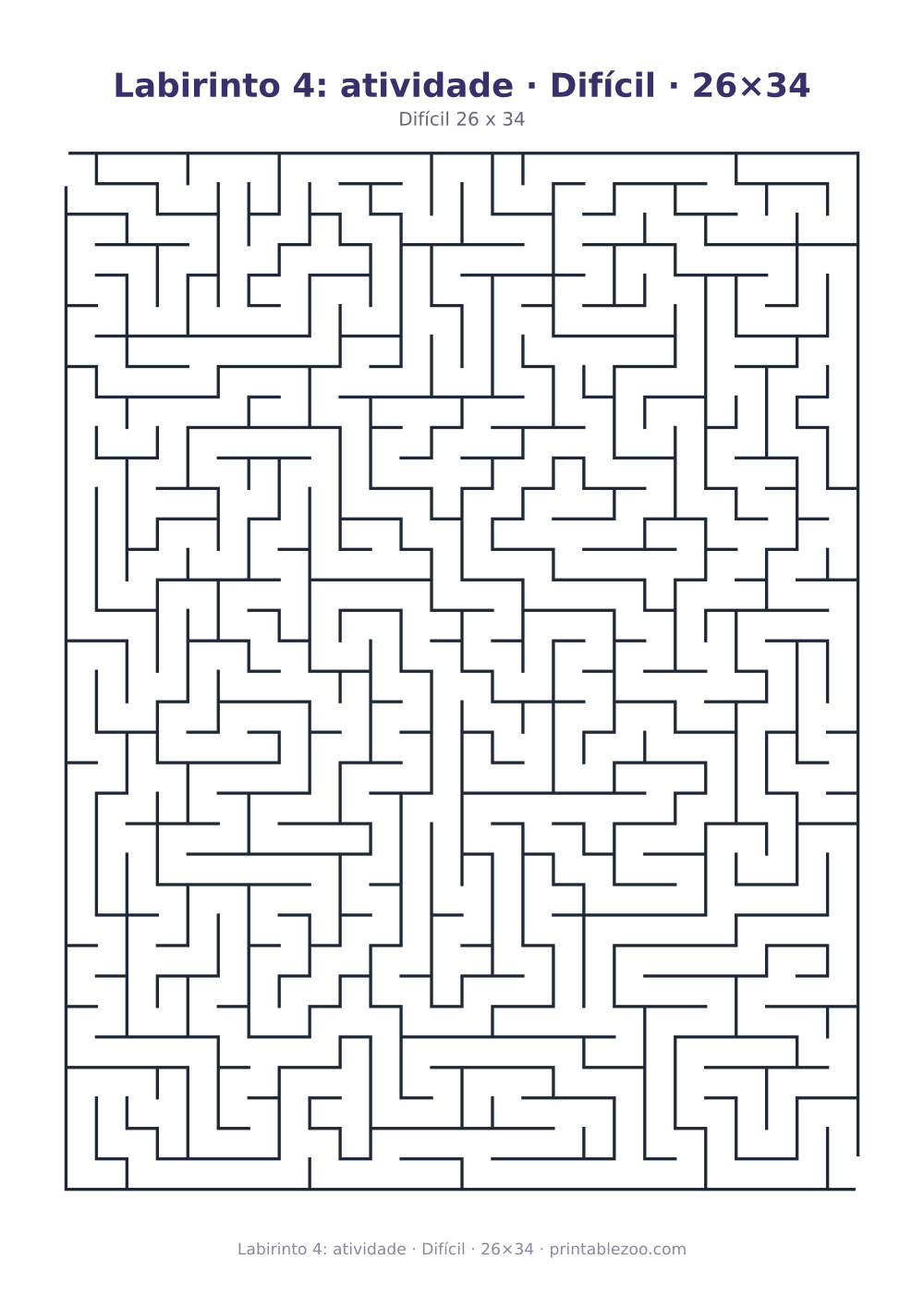 Prévia pronta para imprimir: Labirinto 4: atividade · Difícil · 26×34, catálogo nº 120304