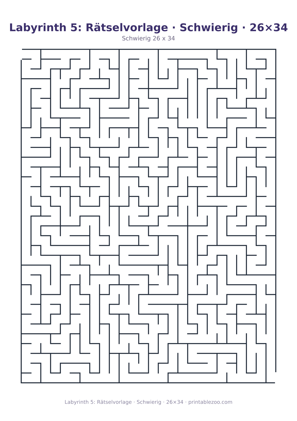 Labyrinth 5: Rätselvorlage · Schwierig · 26×34 als druckfertige Vorschau, Katalognummer 120305