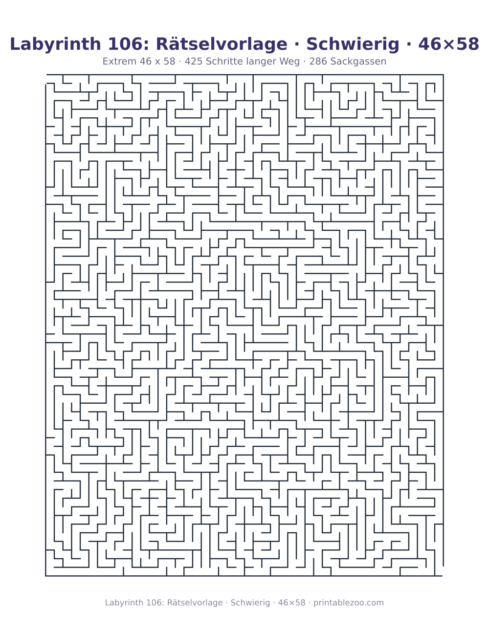 Labyrinth 106: Rätselvorlage · Schwierig · 46×58 als druckfertige Vorschau, Katalognummer 160171 Rätsel Nr. 160171.