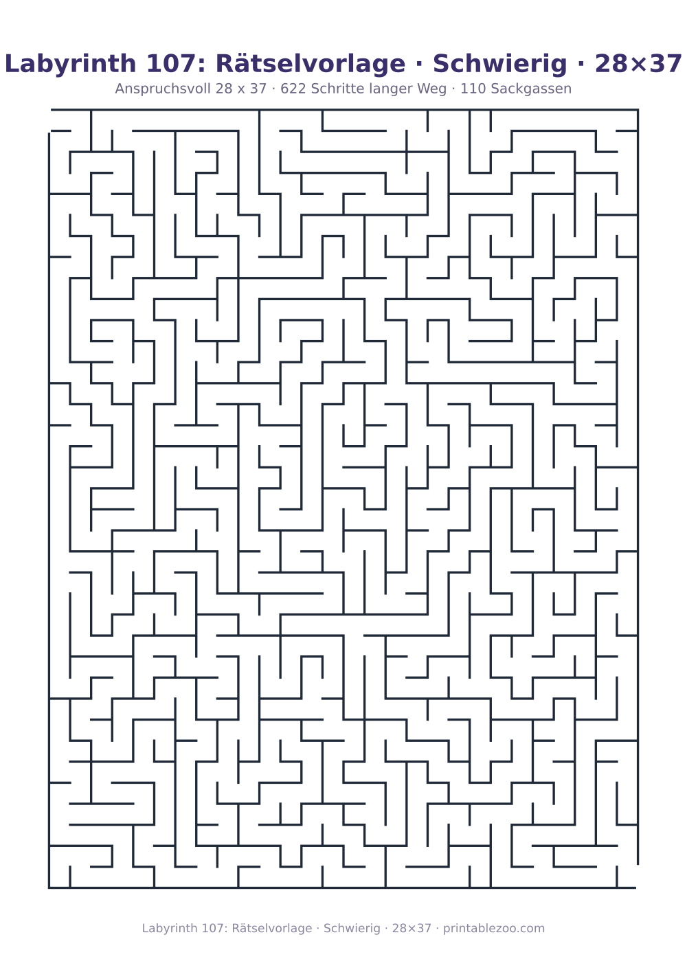 Labyrinth 107: Rätselvorlage · Schwierig · 28×37 als druckfertige Vorschau, Katalognummer 160201 Rätsel Nr. 160201.