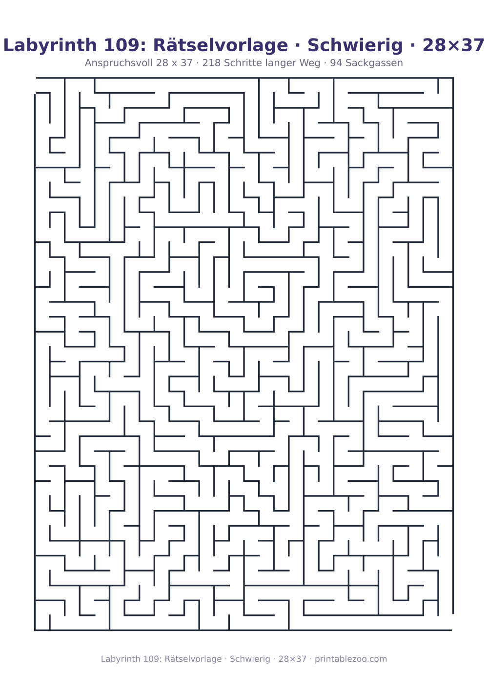 Labyrinth 109: Rätselvorlage · Schwierig · 28×37 als druckfertige Vorschau, Katalognummer 160203 Rätsel Nr. 160203.