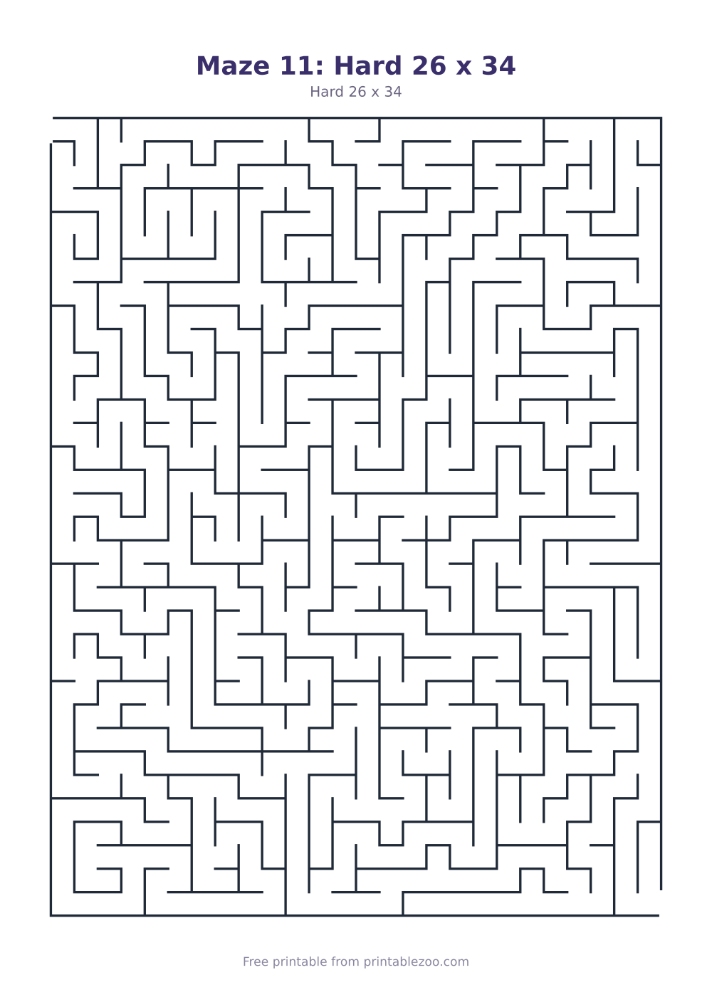 Maze 11: Hard 26 x 34