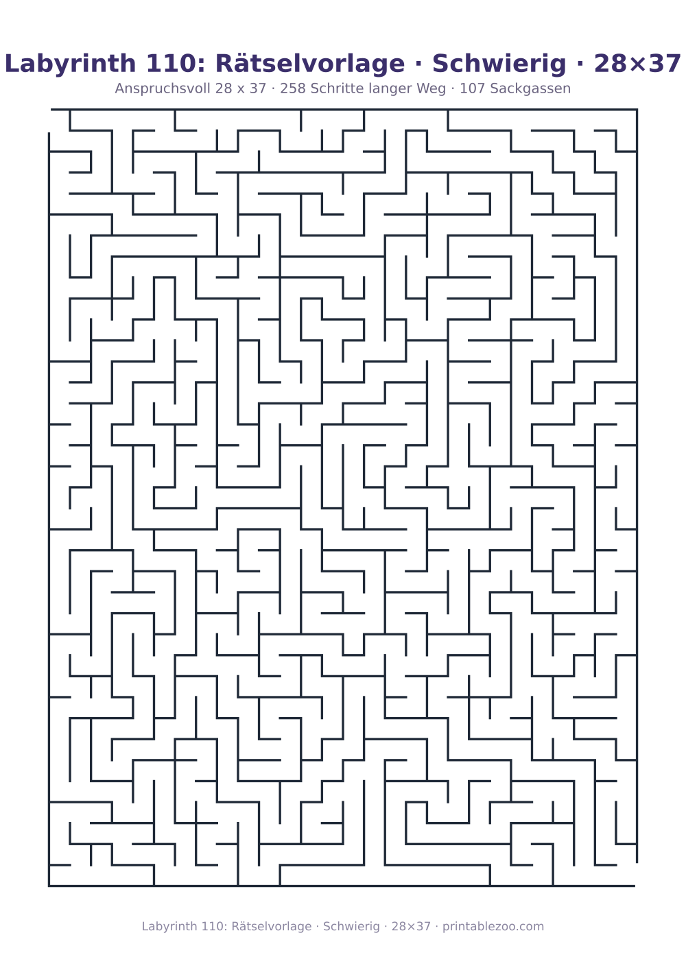 Labyrinth 110: Rätselvorlage · Schwierig · 28×37 als druckfertige Vorschau, Katalognummer 160204 Rätsel Nr. 160204.