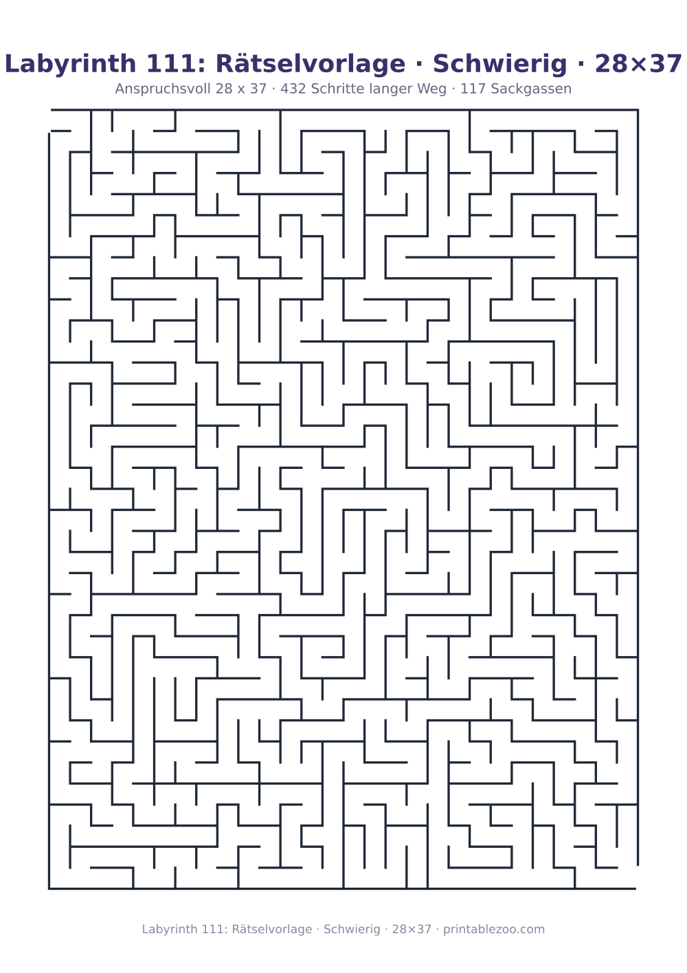 Labyrinth 111: Rätselvorlage · Schwierig · 28×37 als druckfertige Vorschau, Katalognummer 160205 Rätsel Nr. 160205.