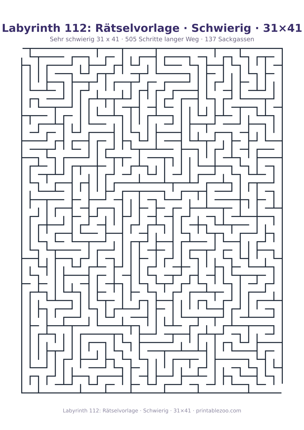Labyrinth 112: Rätselvorlage · Schwierig · 31×41 als druckfertige Vorschau, Katalognummer 160211 Rätsel Nr. 160211.