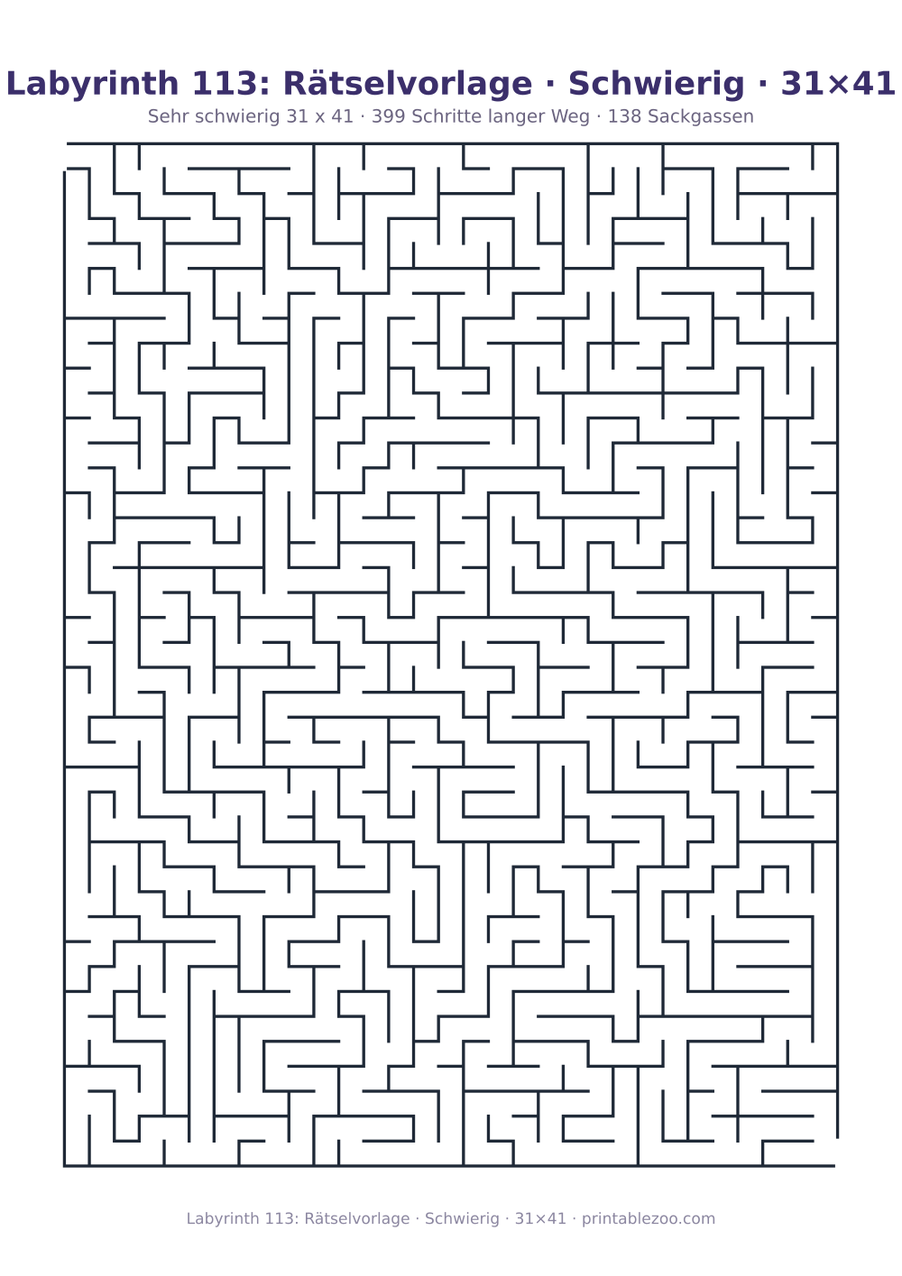 Labyrinth 113: Rätselvorlage · Schwierig · 31×41 als druckfertige Vorschau, Katalognummer 160212 Rätsel Nr. 160212.