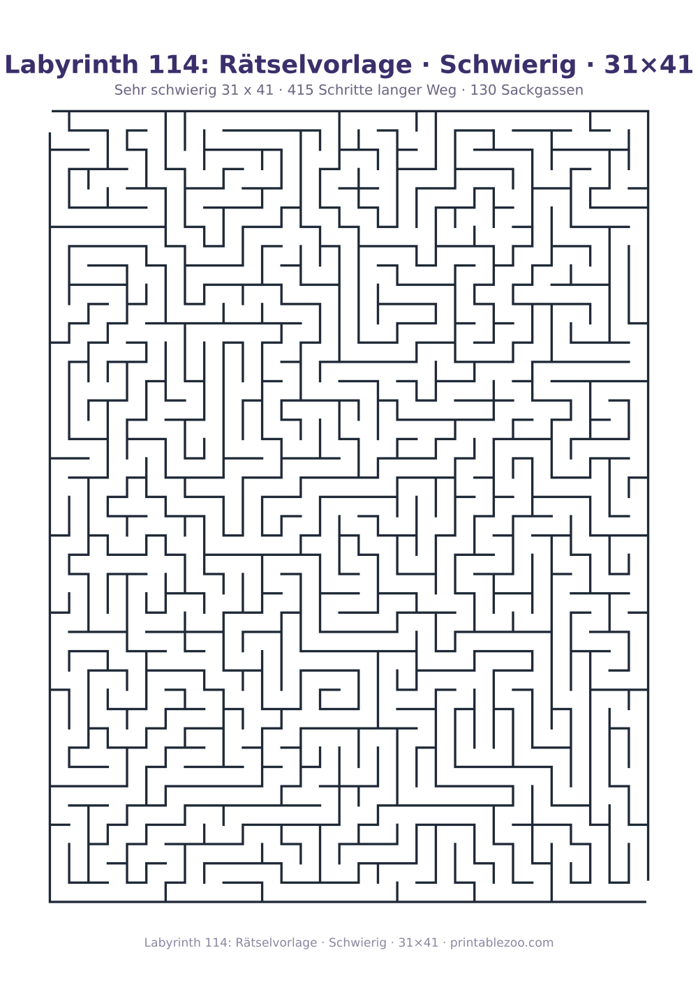Labyrinth 114: Rätselvorlage · Schwierig · 31×41 als druckfertige Vorschau, Katalognummer 160213 Rätsel Nr. 160213.