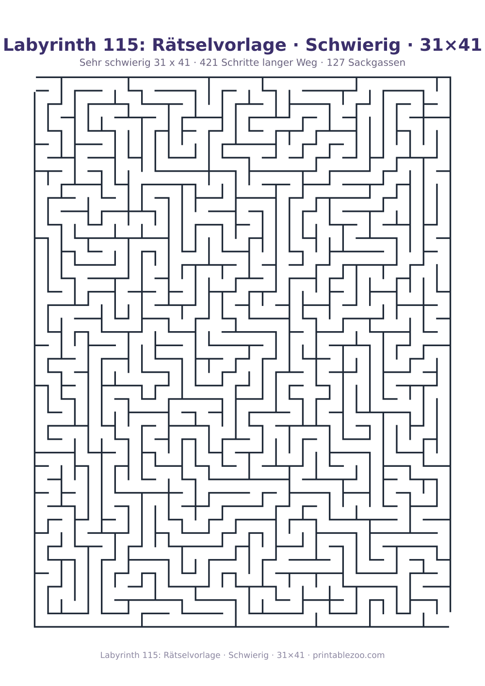 Labyrinth 115: Rätselvorlage · Schwierig · 31×41 als druckfertige Vorschau, Katalognummer 160214 Rätsel Nr. 160214.