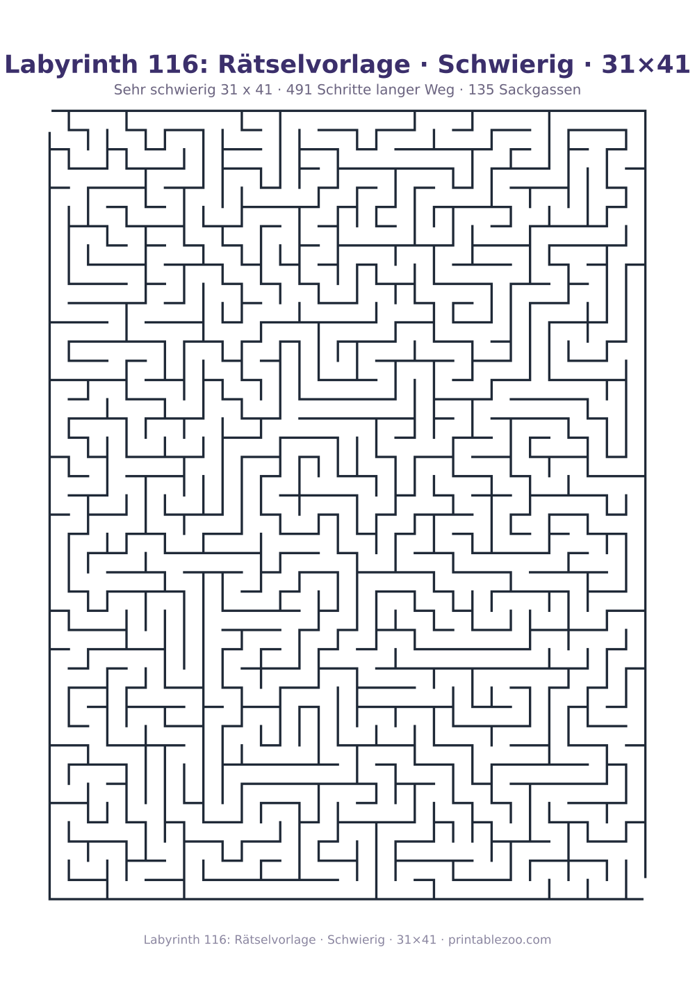 Labyrinth 116: Rätselvorlage · Schwierig · 31×41 als druckfertige Vorschau, Katalognummer 160215 Rätsel Nr. 160215.